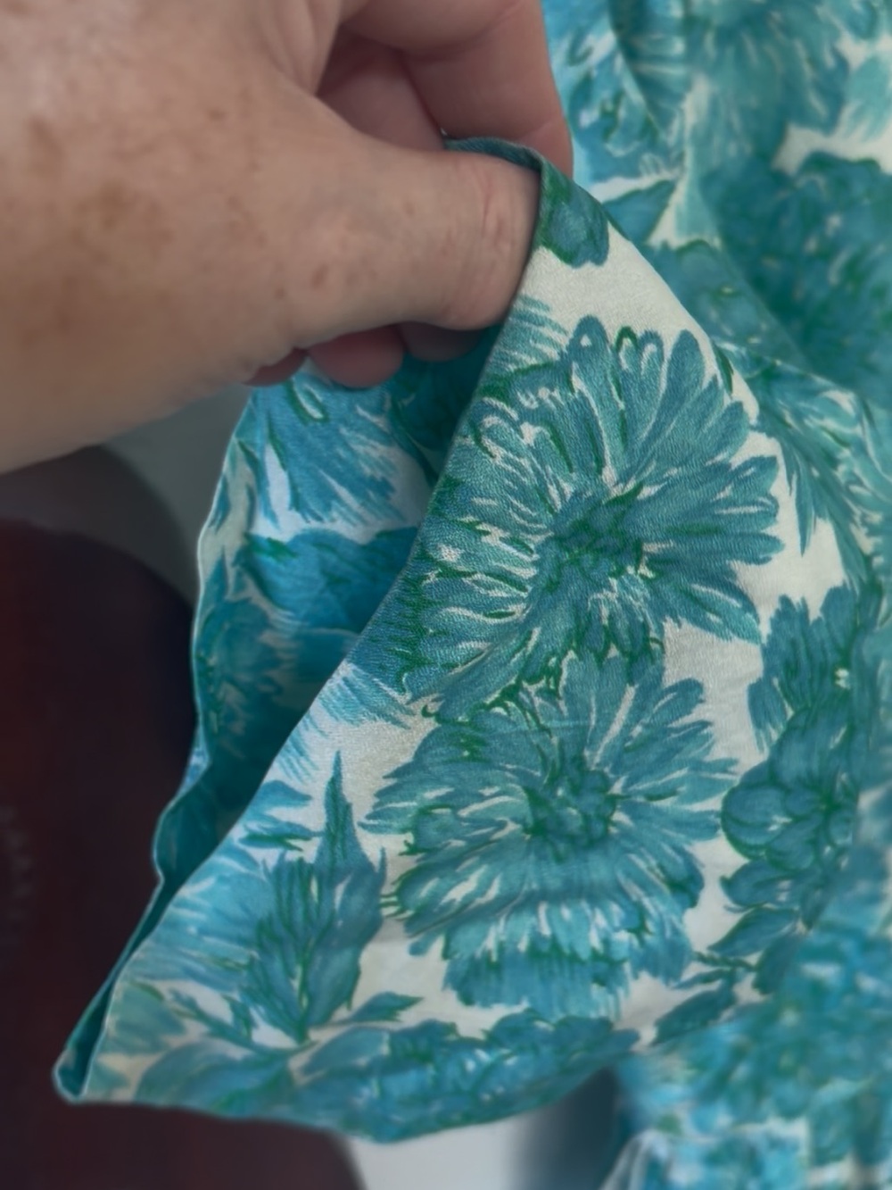 Vintage Silver Palm Cali Teal Floral Pinup Dress w Original Belt Retro 60s L - Picture 12 of 13